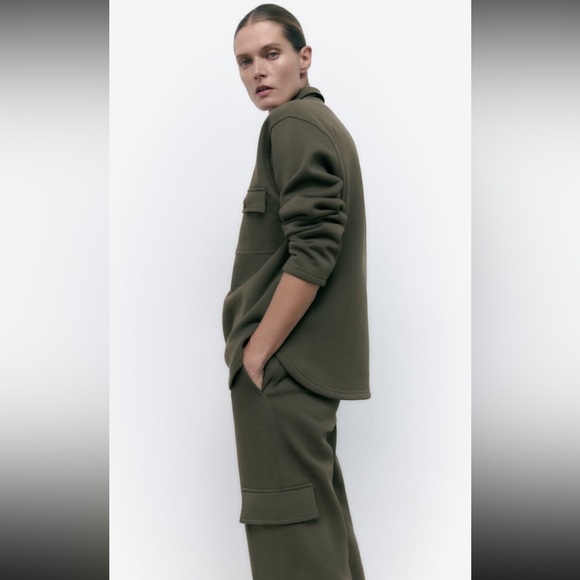 Women Zara Plush Overshirt With Pockets Size Small - Picture 4 of 12